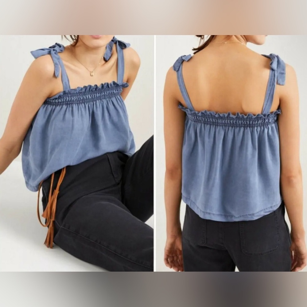 Anthropologie Blue tie top